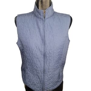 Vintage Tradition Country Collection Embroidery Quilted Blue Vest M